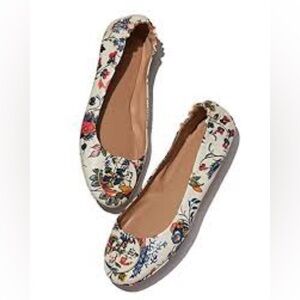 Tory Burch Minnie Gabriella Floral Ballet Leather Flats Shoes 6.5 US Travel Flat